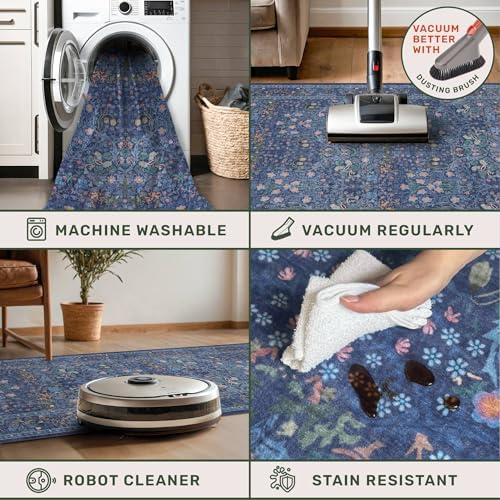 Non Slip Dark Blue 2x5 Runner Rug - Image 4
