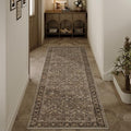 HUGEAR 2x6 Brown Vintage Floral Washable Runner Rug by HUGEAR