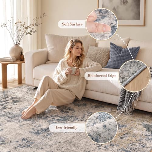 9x12 Area Rug Living Room Abstract Washable Rugs - Image 5