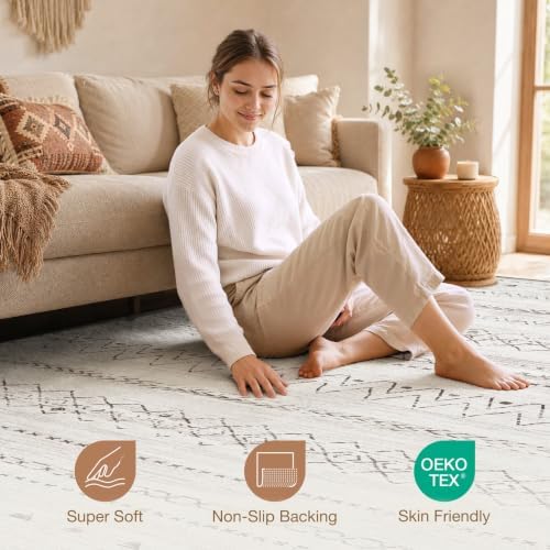 cotiled Boho 12x15 Area Rug for Living Room: Large Moroccan Washable Rug - Image 3