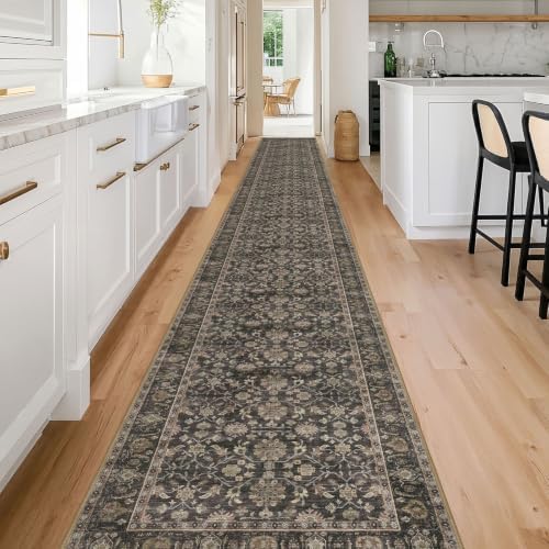 KUTA Extra Long Runner Rug for Hallway 2.6x20ft Vintage Washable Brown - Image 2