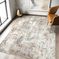 LOONGRUG 4x6 Area Rug Machine Washable Neutral Modern Abstract Rugs Brown by LOONGRUG