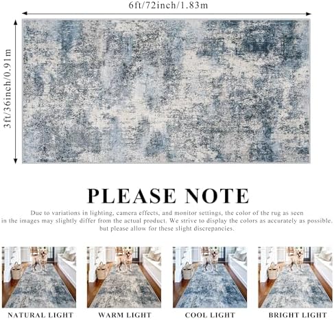 3x6 Runner Rug Washable Entryway: Abstract Door Mat - Image 2