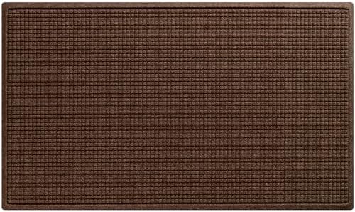 WaterHog Squares Heavy Duty Front Door Mat, 35.5"x59.5", Dark Brown by WaterHog