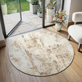 FMFUNCTEX 3ft Round Washable Brown Beige Modern Abstract Entryway Area Rug by Fmfunctex