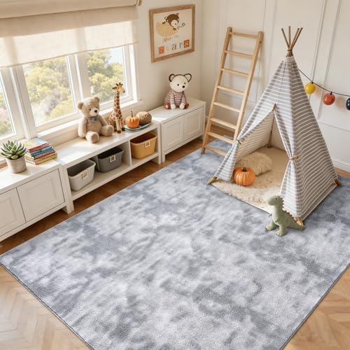 6x9 Large Tie-dye Grey Area Rug Non-Slip Washable - Image 5