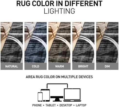 Rugshop Wavy Circles Modern Jute Backing Area Rug Black 7'10" x 10'2" - Image 5