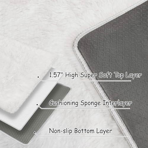 Small Area Rug for Bedroom 2x3ft Mini White Fluffy Rug Mat Bedside Throw Rug - Image 5