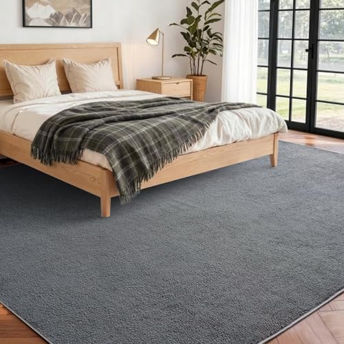 5x7 Pure Dark Grey Area Rug Non-Slip Washable Soft - Image 2