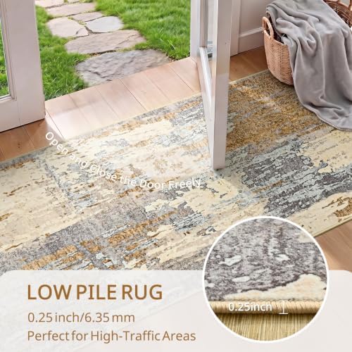 Toneed Washable 2x6 Non-Slip Abstract Runner Rug - Image 6