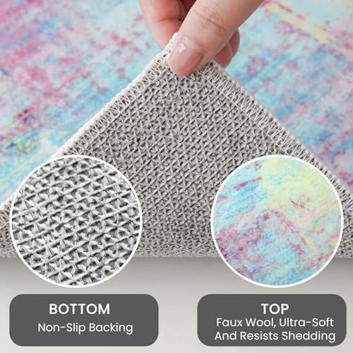 IOHOUZE Abstract Round Area Rug 8 Ft Washable Circle Rugs Large Round Rug Non - Image 5