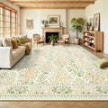 8x10 Area Rugs, Machine Washable Low Pile Floral Rugs by Yarooge