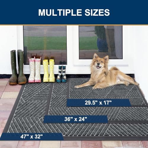 Smiry Front Door Mat Outside Entrance, Low Profile Rubber Doormat - Image 2