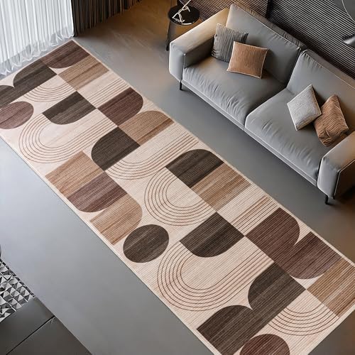 Soft Modern Geometric Abstract Machine Washable 2.7x10 Runner Rug - Image 2