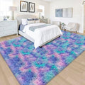 Tie-Dye Purple Rainbow Soft Shaggy Fluffy Rug by JiaoBaba