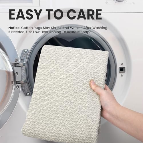 EARTHALL Washable Area Rug, Non Slip Entryway Rug, 4x6 Ft, Cream/Grayish - Image 4