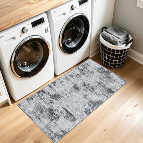 Entryway Runner Rug 2x4ft, Non Slip Carpet Runner, Dark Gray - Image 2