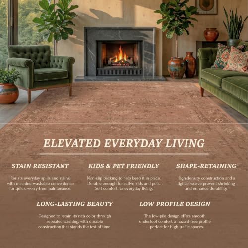 Terracotta 3x5 Washable Entryway Rug, Non-Slip Small Indoor Rug - Image 5