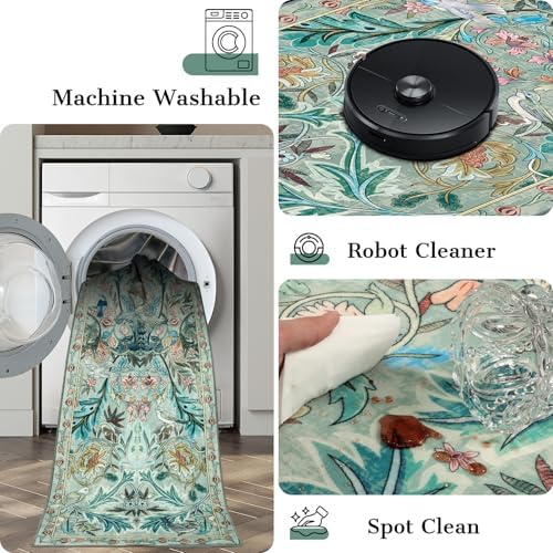 nesrt Jungle Runner Rug for Hallway 2x6, Botanical Washable Soft Boho Floral - Image 6