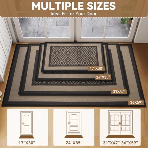 Indoor Door Mat Thin Low Profile Entryway Mats Brown 31"x47" - Image 2