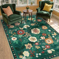 RELEANY Floral Washable 4x6 Area Rugs DarkGreen by RELEANY