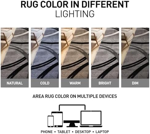 Rugshop Wavy Circles Jute Backing Living Room Office Area Rug Gray 4' x 6' - Image 5