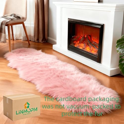 linmopm Faux Fur Sheepskin Rug, 2x6 ft Runner - Image 2