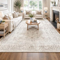 FMFUNCTEX 6x9 Washable Beige Neutral Vintage Large Area Rug by Fmfunctex