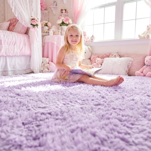 ONASAR Purple Rugs for Living Room Bedroom, 5x8 Fluffy Bedside Area Rug - Image 4