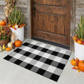 MUBIN Fall Decor Cotton Buffalo Plaid Rug, Washable Doormat Hand-Woven Foldable by MUBIN