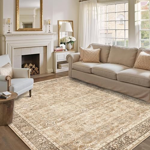 Zeeinx 8x10 Washable Area Rug Beige Netural Rug - Image 2