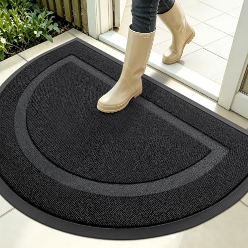 OLANLY Half Circle Front Door Mat Outside 35x23 All-Season Rubber Doormat by OLANLY
