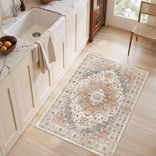 befbee 2x3 Washable Rugs, Entryway Non Slip Stain Resistant Turmeric Rug - Image 7
