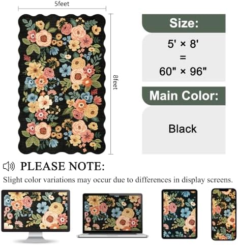 DUKINO 5x8 Washable Area Rug, Soft Floral Living Room Rug Non Slip - Image 2