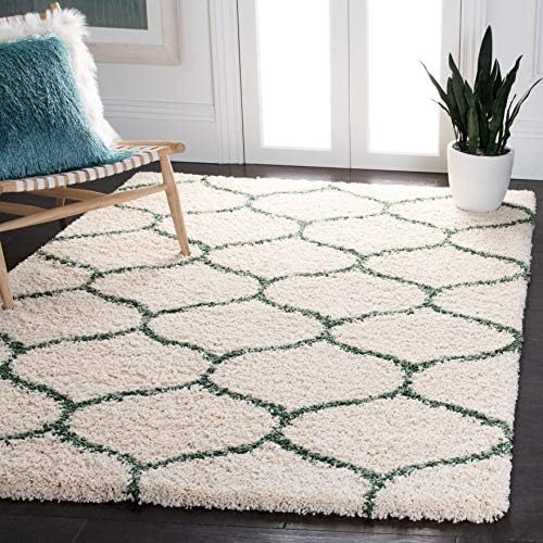 SAFAVIEH Hudson Shag Rug 8x10, Plush Trellis Large Ivory & Green SGH280H by Unknown