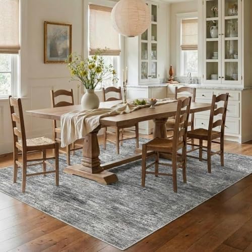 Garvee 9x12 Area Rugs for Living Room Solid Color Washable Rug, Light Grey - Image 3