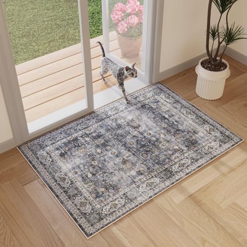 Rugcomf Small Rug 2x3 Door Mat Washable Non Slip Vintage - Image 5