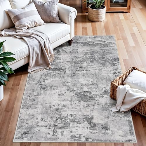 HILORUUG 2x3 Rug Washable Entryway: Non Slip Abstract Area Rugs Black Grey - Image 4