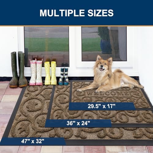 Smiry Front Door Mat Outside Entrance, Low Profile Rubber Doormat - Image 2