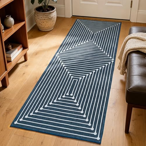 YIHOUSE 2x6 Kitchen Runner Rug Non Slip Washable, Dark Blue 6ft Rug Runners by YIHOUSE