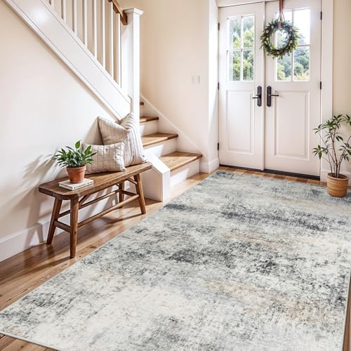 4x6 Washable Abstract Rug: Non Slip Area Rugs by HILORUUG