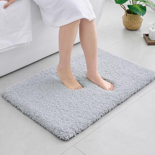Disolla Silver Grey Bathroom Rugs 24x36, Non-Slip Plush Thick Bath Mat by Disolla