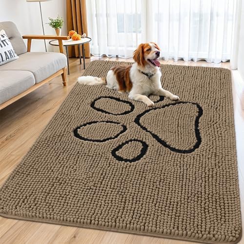 Smiry Dog Door Mat for Muddy Paws, Absorbent Non Slip Dirt Trapper by Smiry