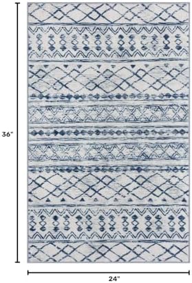 KUTA Boho Geometric Area Rugs 2x3 Blue White Entryway Rug - Image 2