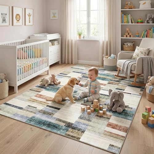 Garvee Washable Entryway Rug 4x6 Area Rugs Non Slip Living Room Area Rug Modern - Image 2