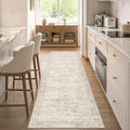 cotiled 2x6 Runner Rug Abstract Washable Non Slip Cartpet Beige Ivory by COTILED