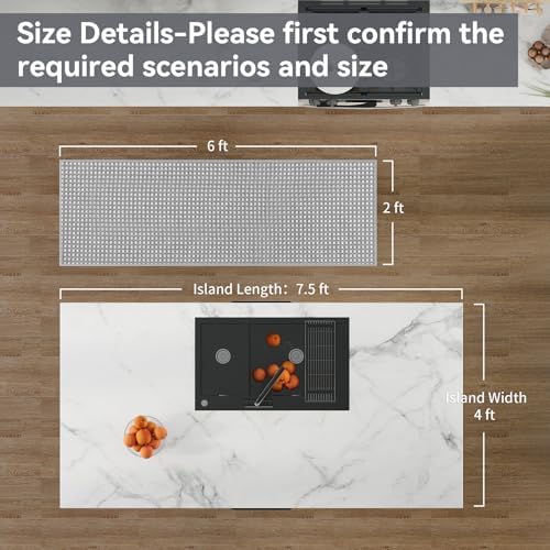 YDKGL Kitchen Runner Rug Mat Non Slip Hallway Runner Washable Gray 2x6 ft - Image 2