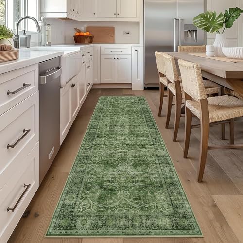 2x6 Green Runner Rugs for Hallway Kitchen Washable Kitchen Runner Rug - Image 2