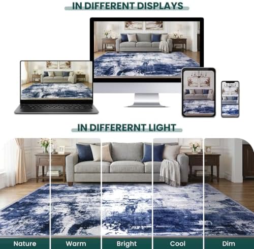 KOZYFLY Modern Runner Rug 2x6 Navy Blue Washable Kitchen Runner - Image 4