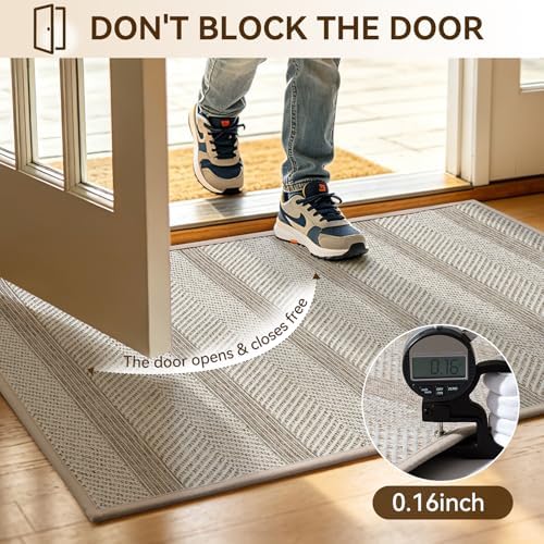 Indoor Door Mat Thin Low Profile Entryway Mats Brown 24"x35" - Image 6